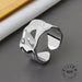 925 Sterling Silver Open Ring Men Women Irregular Wave Fashion Ring Jewelry
