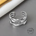 925 Sterling Silver Open Ring Men Women Irregular Wave Fashion Ring Jewelry
