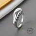925 Sterling Silver Open Ring Men Women Irregular Wave Fashion Ring Jewelry