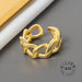925 Sterling Silver Open Ring Men Women Irregular Wave Fashion Ring Jewelry