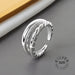 925 Sterling Silver Open Ring Men Women Irregular Wave Fashion Ring Jewelry