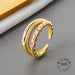 925 Sterling Silver Open Ring Men Women Irregular Wave Fashion Ring Jewelry