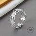 925 Sterling Silver Open Ring Men Women Irregular Wave Fashion Ring Jewelry