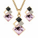 Fashion Crystal Pendant Necklace Earrings Sets Women Wedding Jewelry Set