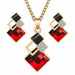 Fashion Crystal Pendant Necklace Earrings Sets Women Wedding Jewelry Set
