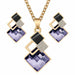 Fashion Crystal Pendant Necklace Earrings Sets Women Wedding Jewelry Set