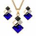 Fashion Crystal Pendant Necklace Earrings Sets Women Wedding Jewelry Set