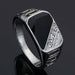 Classic Rhinestone Wedding Jewelry Ring Black Enamel Unisex Rings