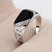Classic Rhinestone Wedding Jewelry Ring Black Enamel Unisex Rings