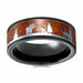 Tungsten Hunting Ring Wedding Band Wood Inlay Deer Stag Silhouette Ring