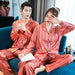 Luxury Pajama Suit Imitation Silk Pajamas Couple Sleepwear Men & Women Nightwear