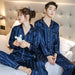 Luxury Pajama Suit Imitation Silk Pajamas Couple Sleepwear Men & Women Nightwear