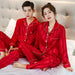 Luxury Pajama Suit Imitation Silk Pajamas Couple Sleepwear Men & Women Nightwear