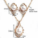 Pearl Jewelry Sets Fashion Gold Silver Geometric Crystal Necklace Earrings Jewelry