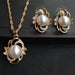 Pearl Jewelry Sets Fashion Gold Silver Geometric Crystal Necklace Earrings Jewelry