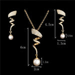 Pearl Jewelry Sets Fashion Gold Silver Geometric Crystal Necklace Earrings Jewelry