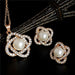 Pearl Jewelry Sets Fashion Gold Silver Geometric Crystal Necklace Earrings Jewelry