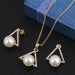 Pearl Jewelry Sets Fashion Gold Silver Geometric Crystal Necklace Earrings Jewelry