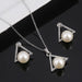 Pearl Jewelry Sets Fashion Gold Silver Geometric Crystal Necklace Earrings Jewelry