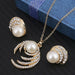 Pearl Jewelry Sets Fashion Gold Silver Geometric Crystal Necklace Earrings Jewelry