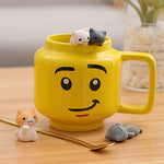 250mL Ceramic Cup Lego Mugs Smiling Expression Face Cartoon Coffee Milk Tea Mugs