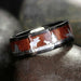 Tungsten Hunting Ring Wedding Band Wood Inlay Deer Stag Silhouette Ring