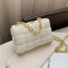 Women Cross-Body Bag Weave Flap Quality Leather Thick Chain Shoulder Handbag