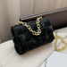 Women Cross-Body Bag Weave Flap Quality Leather Thick Chain Shoulder Handbag