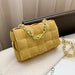 Women Cross-Body Bag Weave Flap Quality Leather Thick Chain Shoulder Handbag