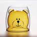 Double Wall Glass Mug Bear Cat Dog Cute Animals Double-Layer Coffee Tea Milk Cups