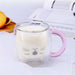 Double Wall Glass Mug Bear Cat Dog Cute Animals Double-Layer Coffee Tea Milk Cups