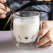 Double Wall Glass Mug Bear Cat Dog Cute Animals Double-Layer Coffee Tea Milk Cups