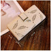 PU Leather Purse Long Gold Hollow Leaves Pouch Handbag For Women