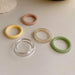 Colorful Transparent Acrylic Irregular Marble Pattern Resin Rings Women Jewelry