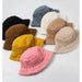 Women Men Hat Solid Artificial Fur Warm Cap Faux Fur Winter Bucket Hat