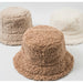 Women Men Hat Solid Artificial Fur Warm Cap Faux Fur Winter Bucket Hat