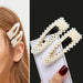 Handmade Pearls Hair Clips Pin Women Fashion Geometric Flower Barrettes Headwear