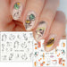 Abstract Art Stickers For Nails Black Liners Flowers Leaf Slider Full Wrap