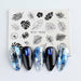 Abstract Art Stickers For Nails Black Liners Flowers Leaf Slider Full Wrap