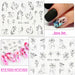 Abstract Art Stickers For Nails Black Liners Flowers Leaf Slider Full Wrap