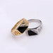 Classic Rhinestone Wedding Jewelry Ring Black Enamel Unisex Rings
