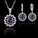 Sterling Silver Wedding Jewelry Set Women High Quality Crystal Pendant Necklace Earrings Set