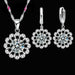 Sterling Silver Wedding Jewelry Set Women High Quality Crystal Pendant Necklace Earrings Set