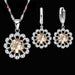 Sterling Silver Wedding Jewelry Set Women High Quality Crystal Pendant Necklace Earrings Set