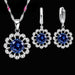 Sterling Silver Wedding Jewelry Set Women High Quality Crystal Pendant Necklace Earrings Set