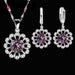 Sterling Silver Wedding Jewelry Set Women High Quality Crystal Pendant Necklace Earrings Set