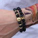 3Pc/Sets Matte Beads Stone Charm Bracelets Men Women Vintage Jewelry