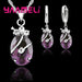 New Fashion Jewelry Sets Women 925 Sterling Silver Crystal Pendant Wedding Necklace Earrings Set