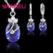 New Fashion Jewelry Sets Women 925 Sterling Silver Crystal Pendant Wedding Necklace Earrings Set