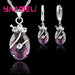 New Fashion Jewelry Sets Women 925 Sterling Silver Crystal Pendant Wedding Necklace Earrings Set